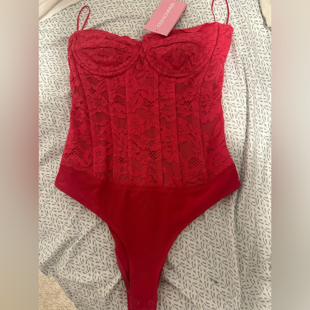 Pink Bardot corset bodysuit